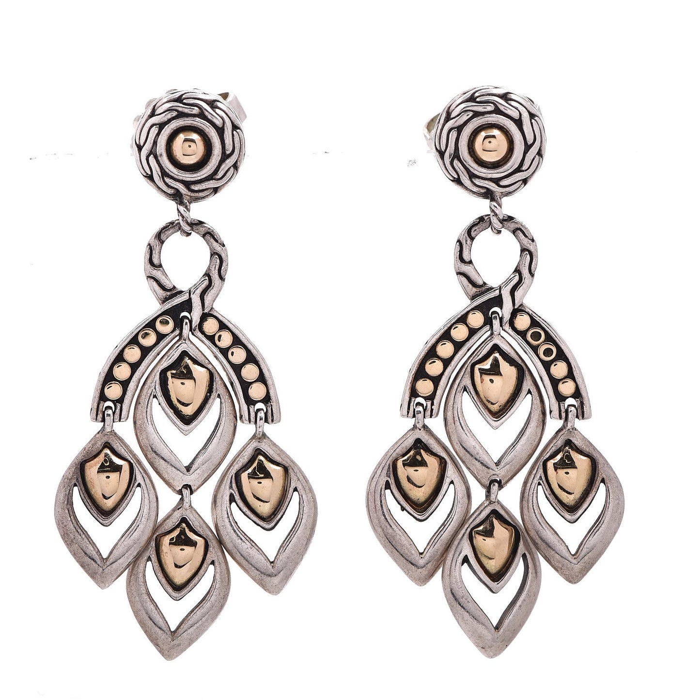 Sterling Silver 18K Yellow Gold Naga Chandelier Earrings