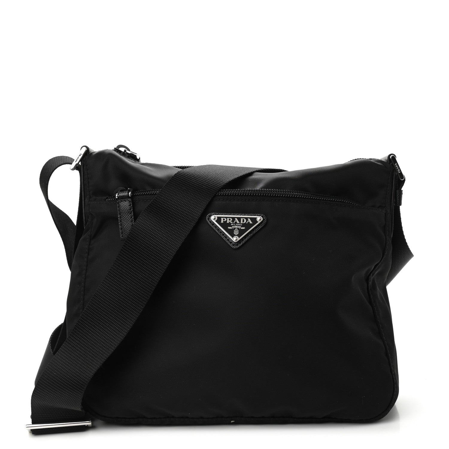 Prada Nylon Vela Flat Messenger Bag Black 1 of 8