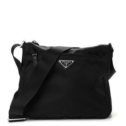Prada Nylon Vela Flat Messenger Bag Black 1 of 8