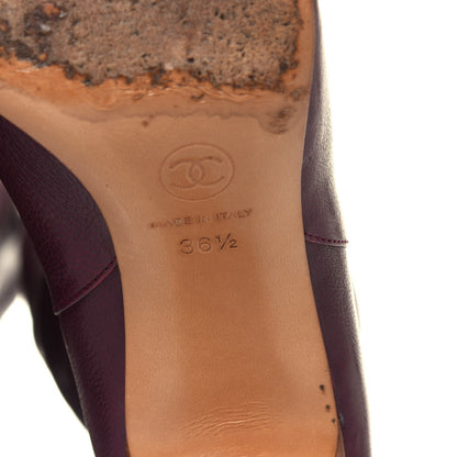 Chanel Calfskin CC Cap Toe Knee High Boots 36.5 Burgundy 6 of 6