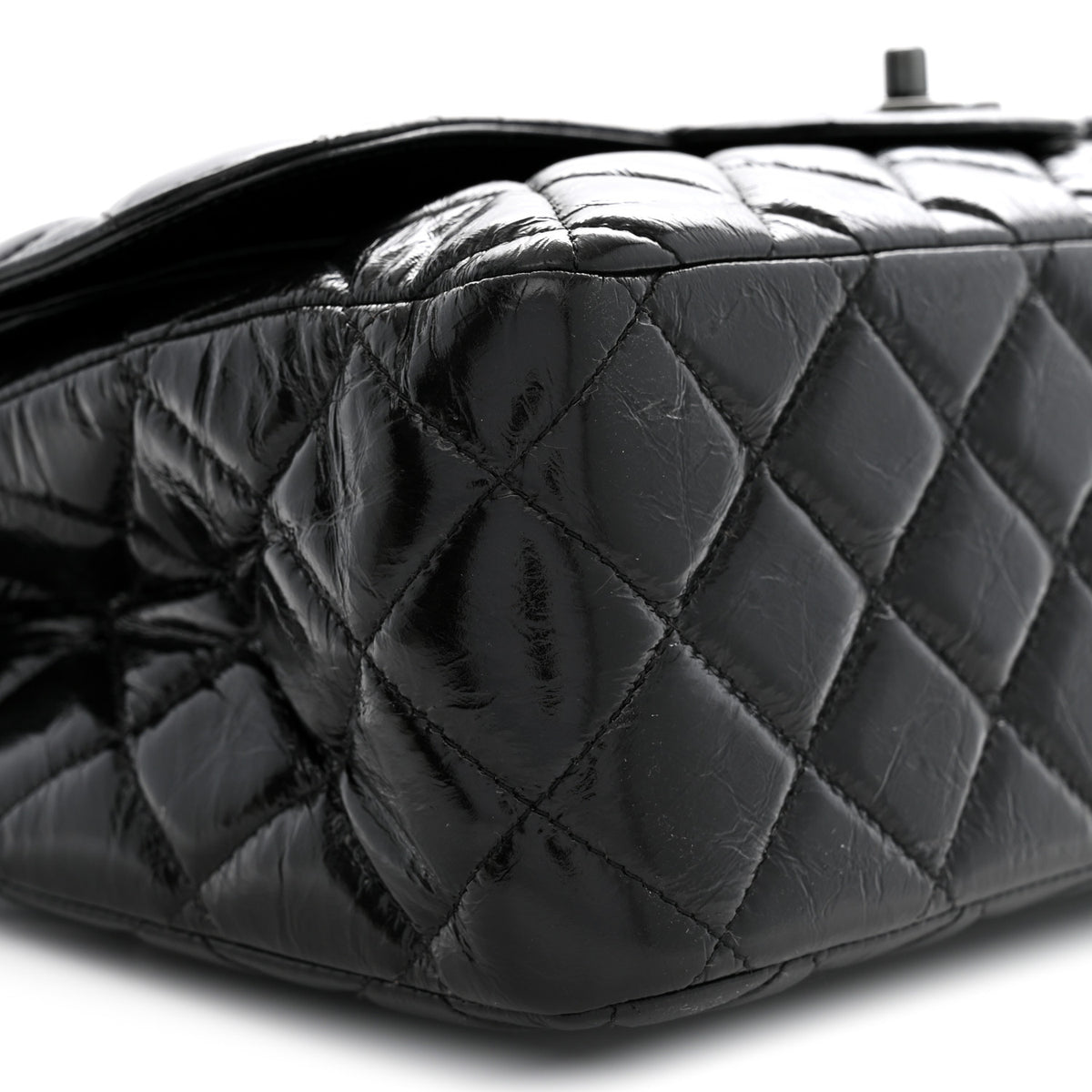 Chanel Shiny Distressed Calfskin Quilted Jumbo Double Flap So Black 9 of 10