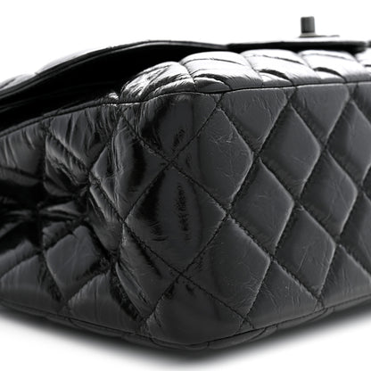 Chanel Shiny Distressed Calfskin Quilted Jumbo Double Flap So Black 9 of 10