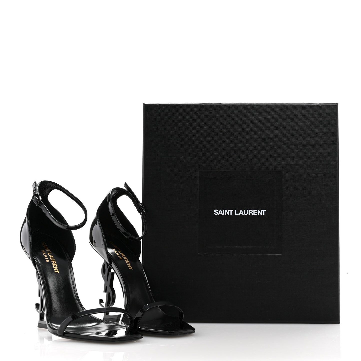 Patent Calfskin Opyum 110 Sandals 37.5 Black