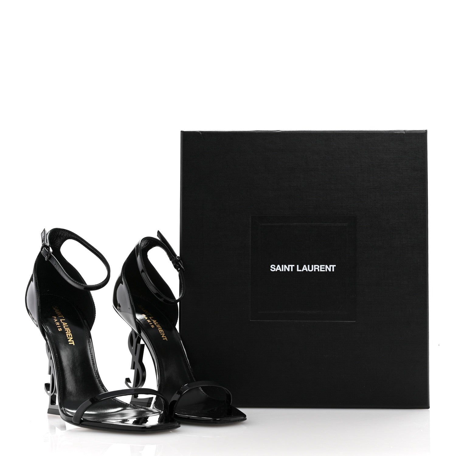 Saint Laurent Patent Calfskin Opyum 110 Sandals 37.5 Black 11 of 11