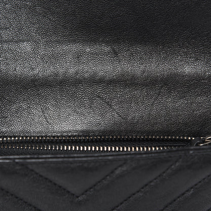 Saint Laurent Sheepskin Matelasse Chevron Monogram College Chain Wallet Black 10 of 10