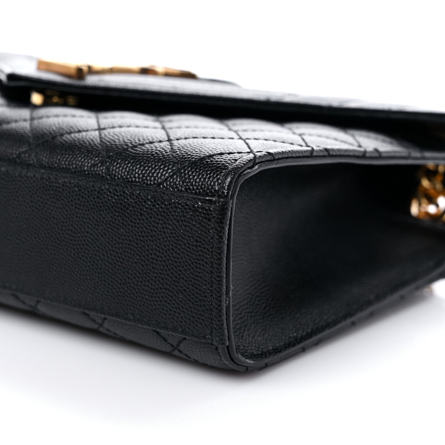 Saint Laurent Grain De Poudre Textured Mixed Matelasse Triquilt Medium Monogram Satchel Black 9 of 14