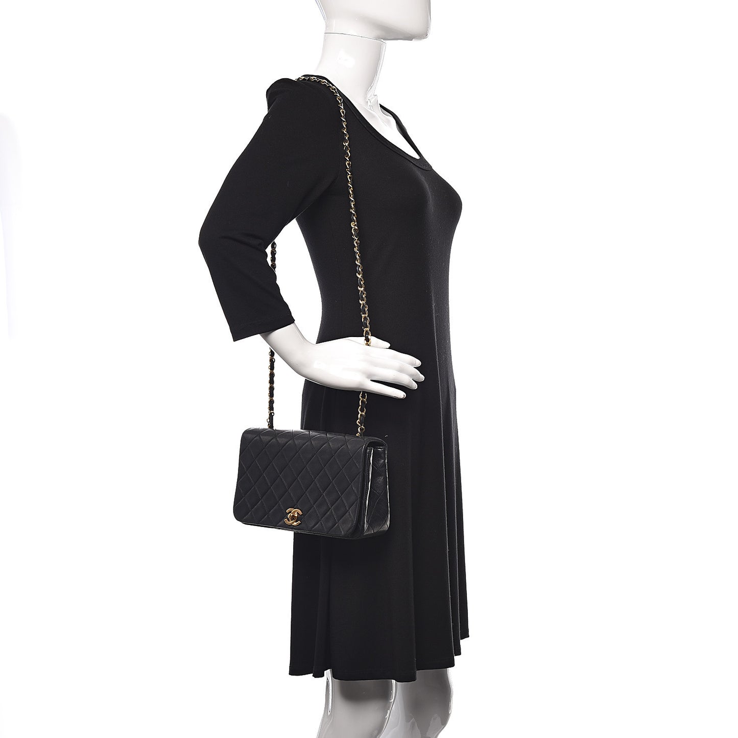 Lambskin Quilted Small Single Flap Black
