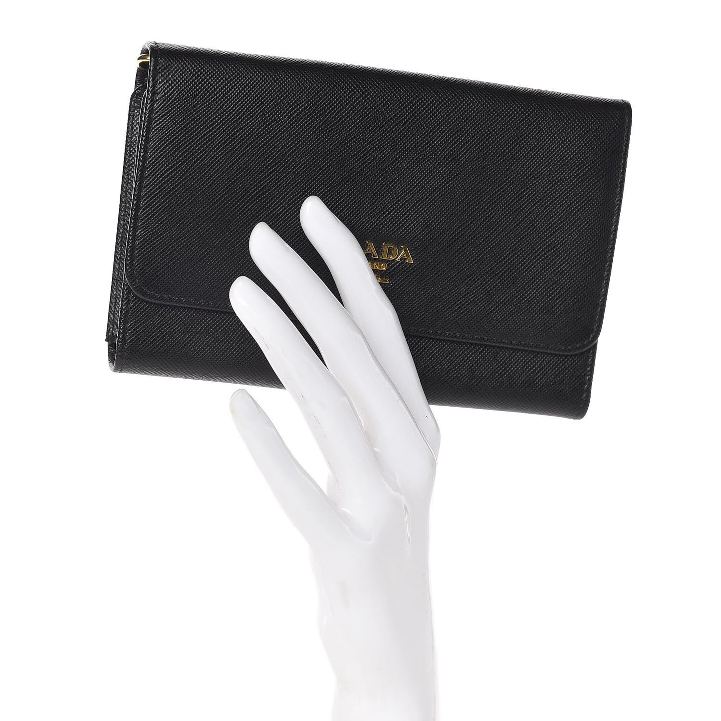 Saffiano Metal Flap Wallet Black