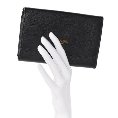 Prada Saffiano Metal Flap Wallet Black 2 of 7