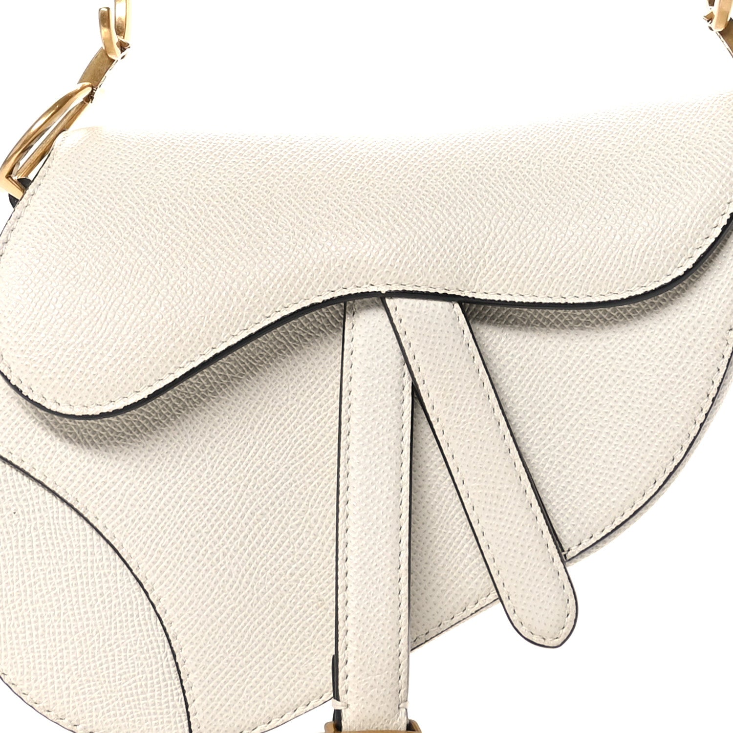 Christian Dior Grained Calfskin Mini Saddle Bag White 8 of 11