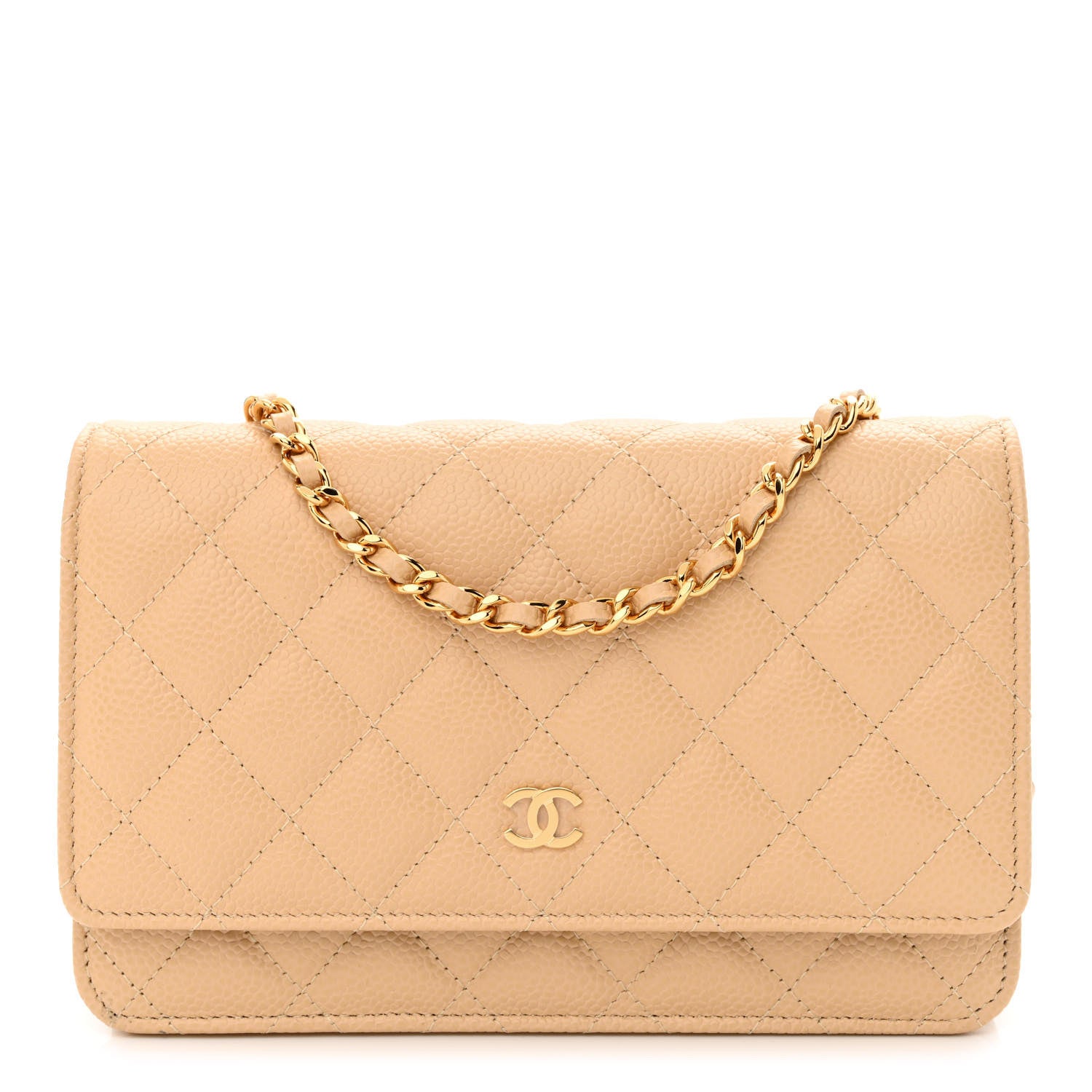 Chanel Caviar Quilted Wallet On Chain WOC Beige 1 of 12