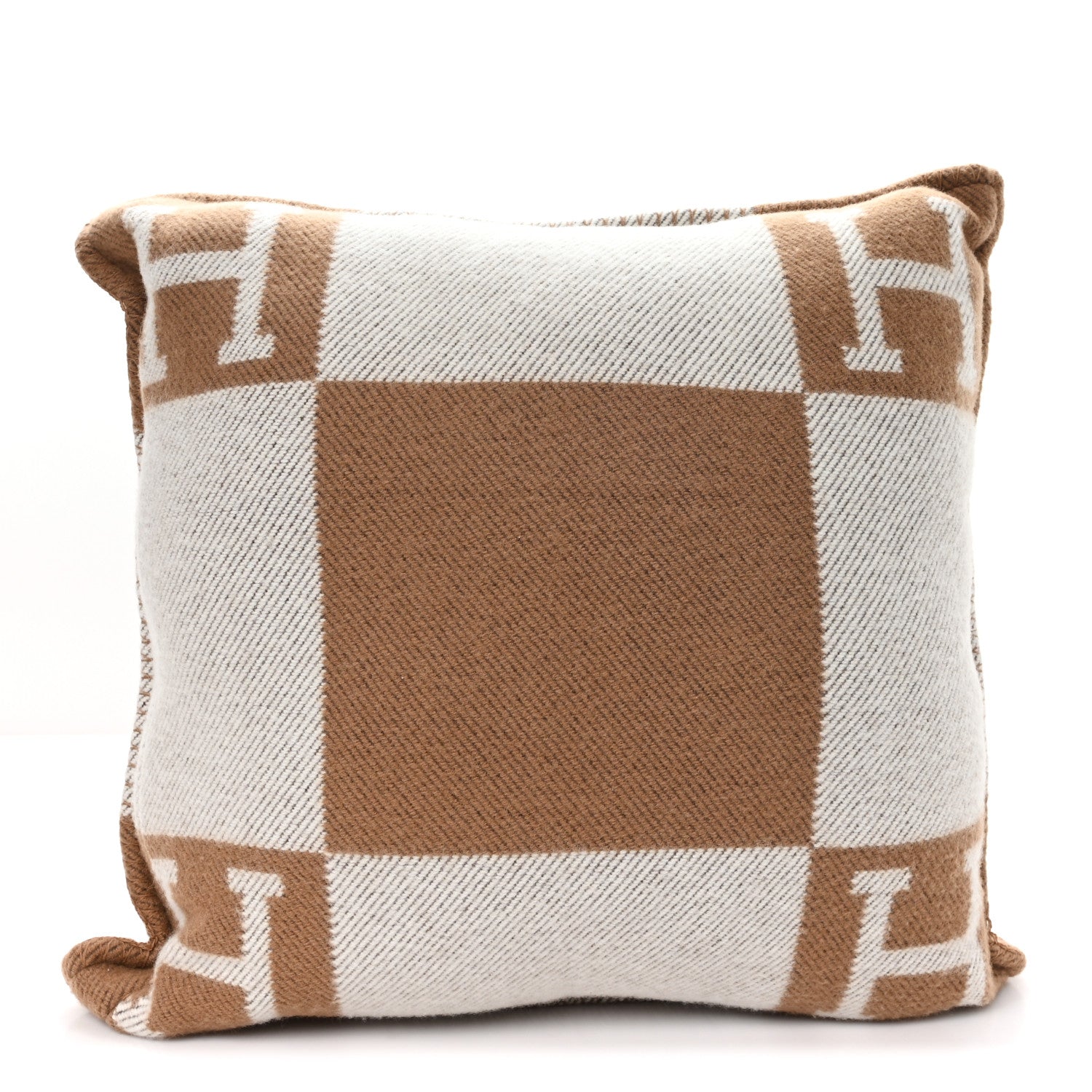 Hermes Wool Cashmere Avalon Pillow PM Ecru Camel 2 of 3