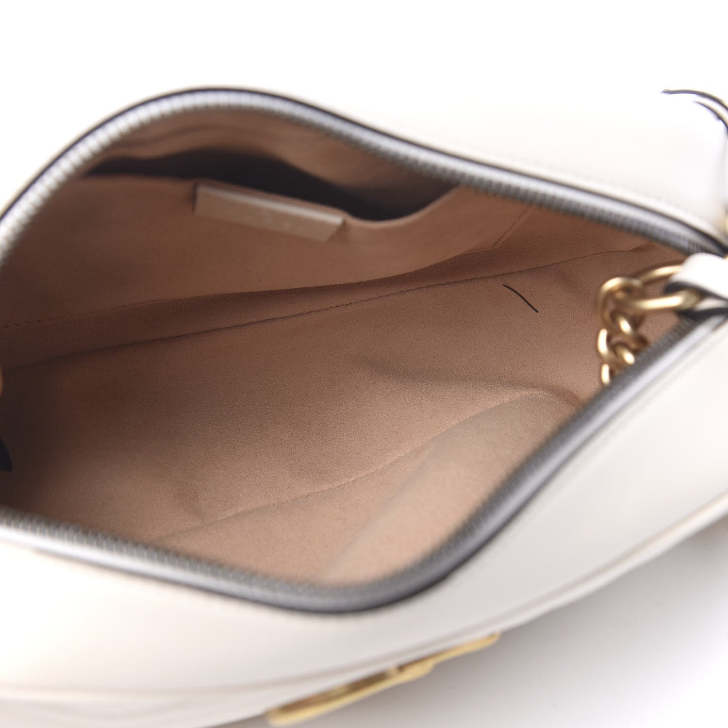 Gucci Calfskin Matelasse Small GG Marmont Chain Shoulder Bag White 5 of 12