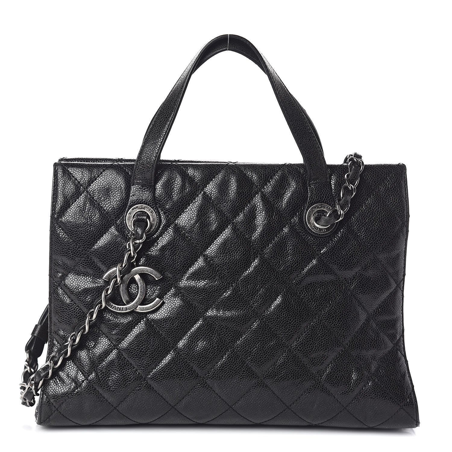 Chanel Crumpled Grained Calfskin Quilted CC Crave Tote Black 1 of 11