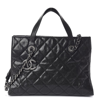 Chanel Crumpled Grained Calfskin Quilted CC Crave Tote Black 1 of 11