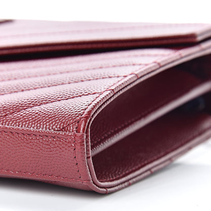 Saint Laurent Grain De Poudre Matelasse Chevron Monogram Chain Wallet Palissandre 9 of 9
