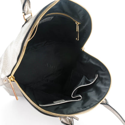 Burberry Metallic Heritage Grain Medium Orchard Bowling Bag Silver 5 of 10