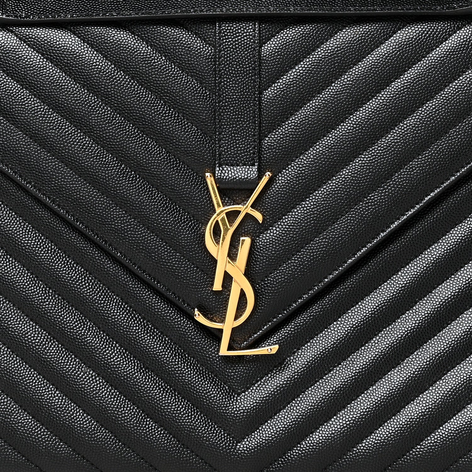 Saint Laurent Grain De Poudre Matelasse Chevron Large Monogram Satchel Black 8 of 14
