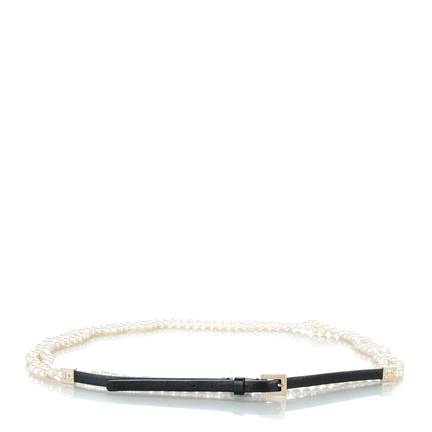 Chanel Lambskin Pearl Belt 75 30 Black 1 of 7