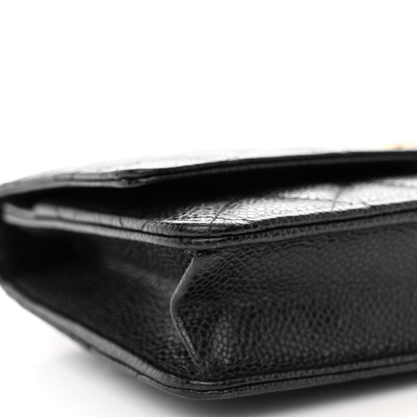 Caviar Quilted Wallet on Chain WOC Black