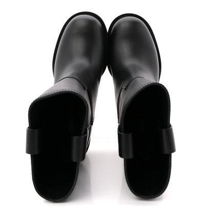 Miu Miu Calfskin Short Moto Boots 37 Black 2 of 9