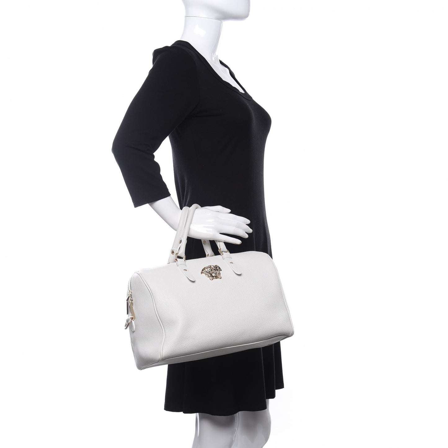 Grained Calfskin Palazzo Bowler White
