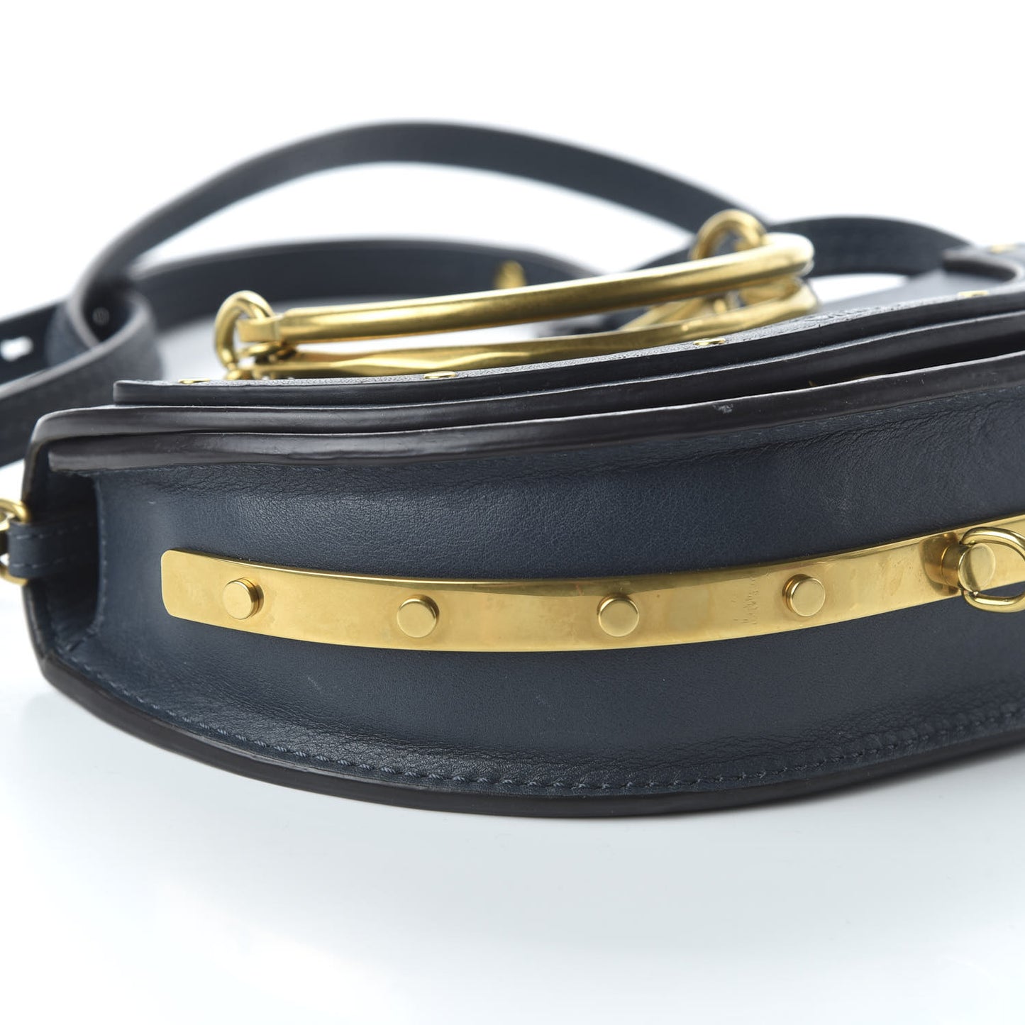Calfskin Small Nile Bracelet Minaudiere Bag Silver Blue