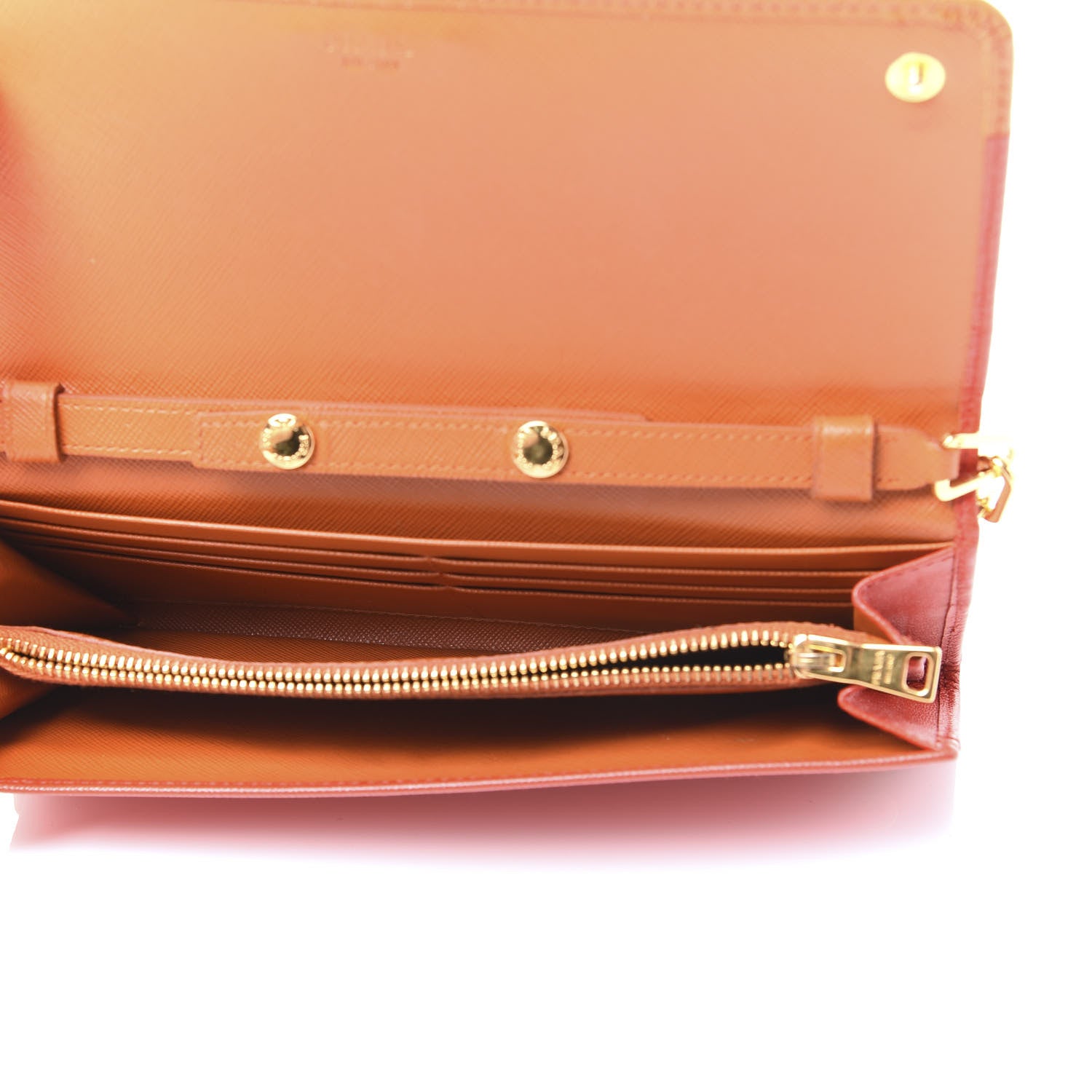 Prada Saffiano Bi-Color Chain Wallet Bacca Rame 4 of 9