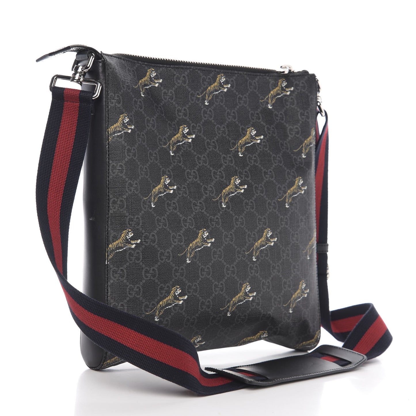 GG Supreme Monogram Tigers Web Messenger Bag Black Multicolor