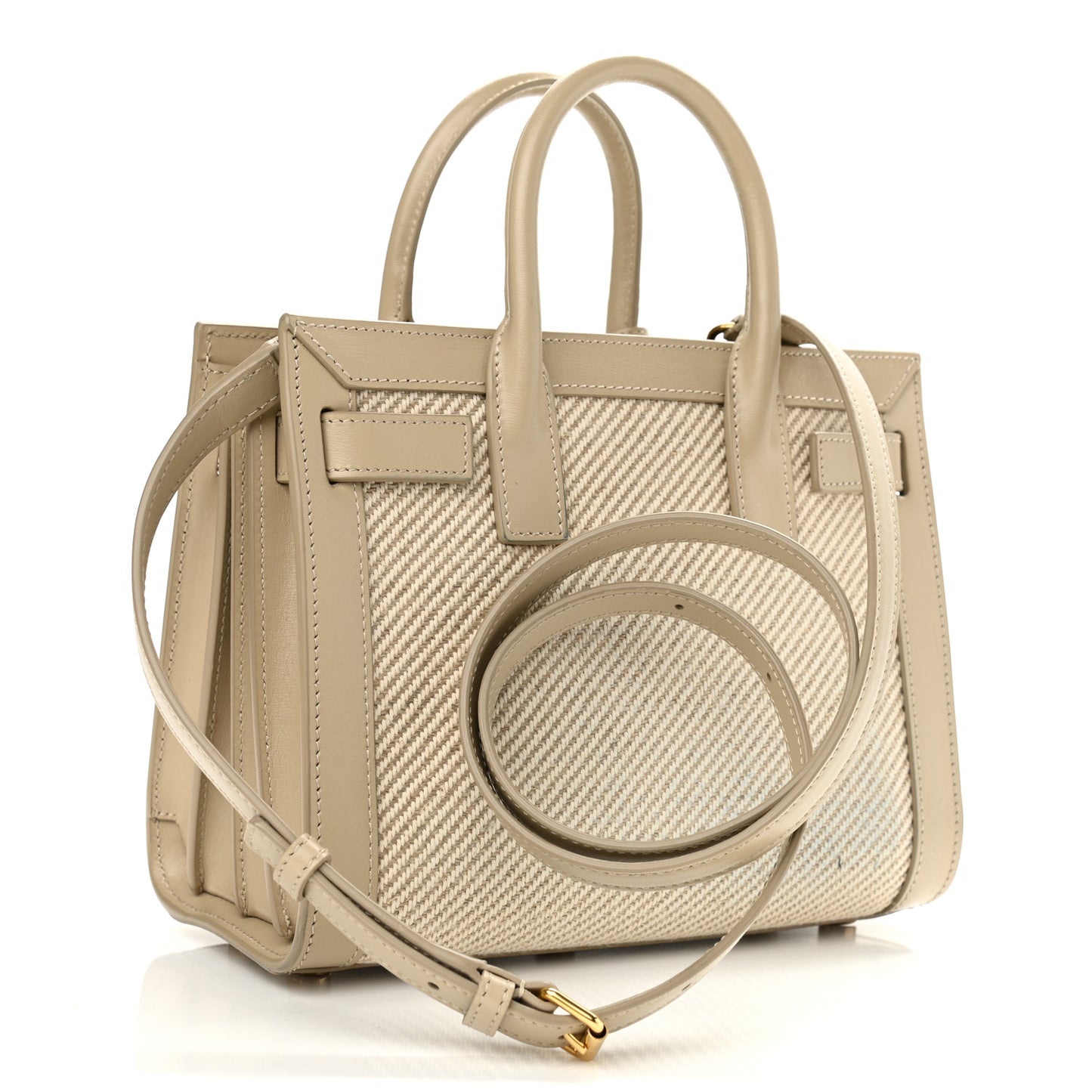 Smooth Calfskin Canvas Nano Sac de Jour Beige