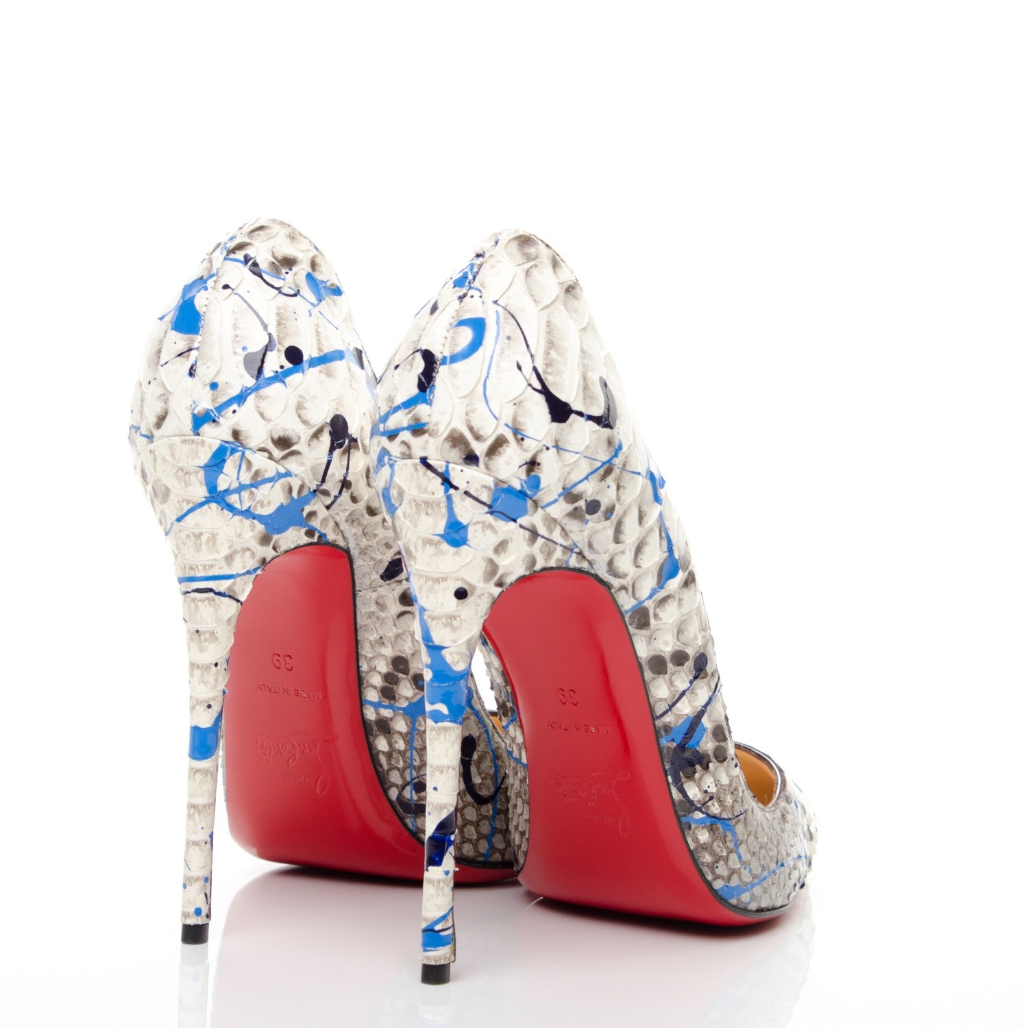 Christian Louboutin Python Vulcano So Kate 120 Pumps 39 Blue 4 of 7