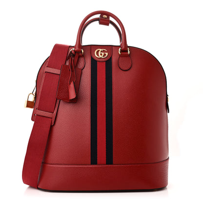 Gucci Textured Dollar Calfskin Web Small Savoy Bowling Tote Red 1 of 10