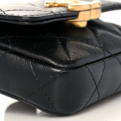 Chanel Lambskin Lacquered Metal Quilted Flap Chain Belt Bag Black 10 of 12