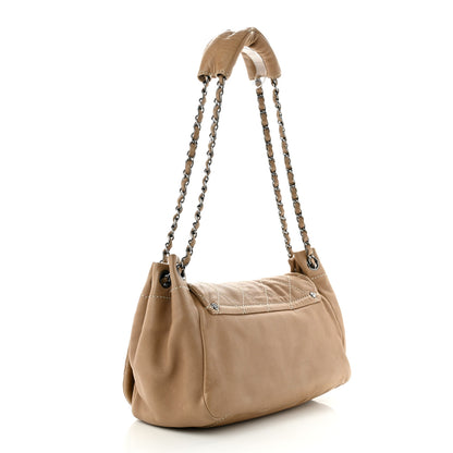 Chanel Lambskin Contrast Stitch Surpique Accordion Flap Beige 3 of 11