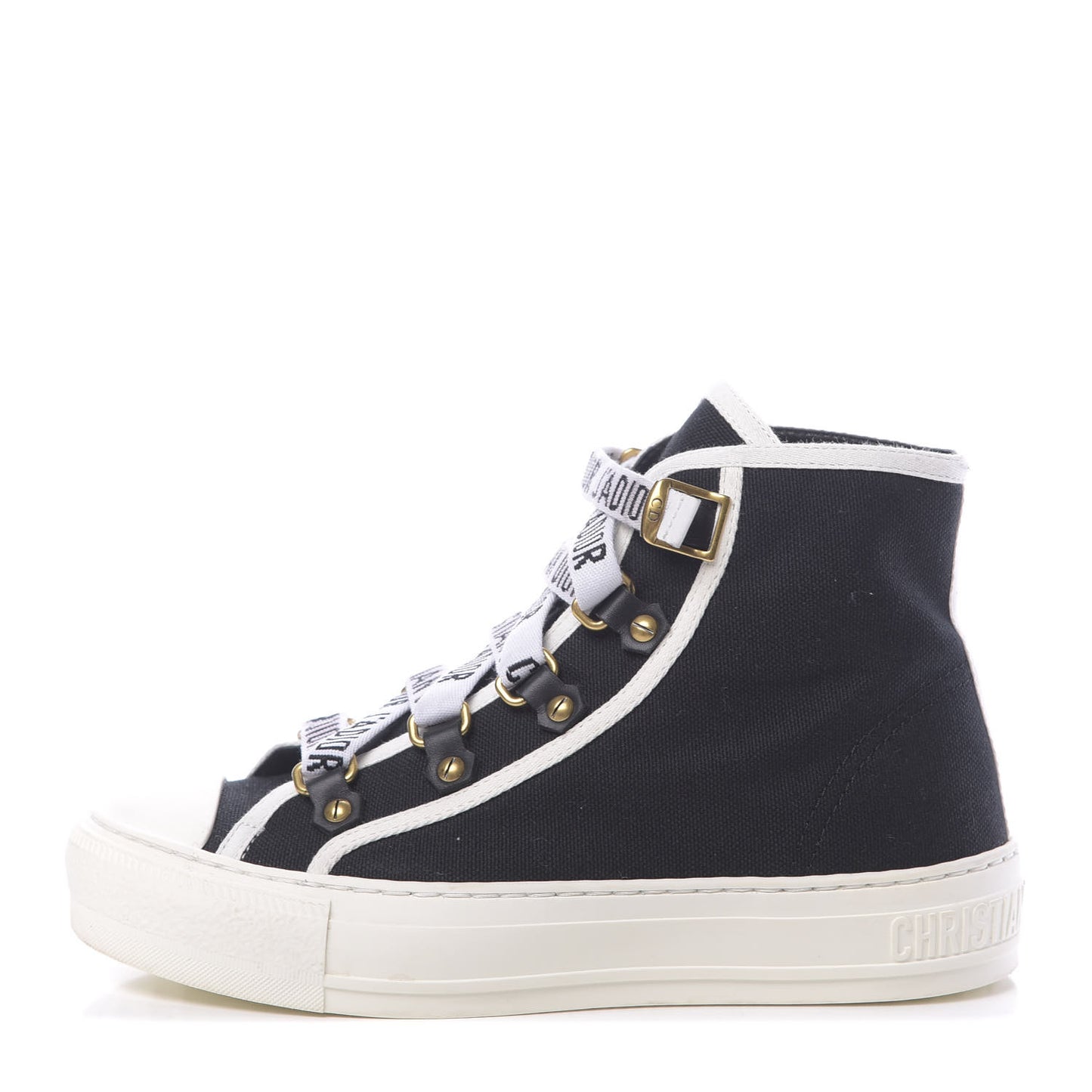 Technical Mesh Calfskin Womens Walk'N'Dior High Top Sneaker 35.5 Black