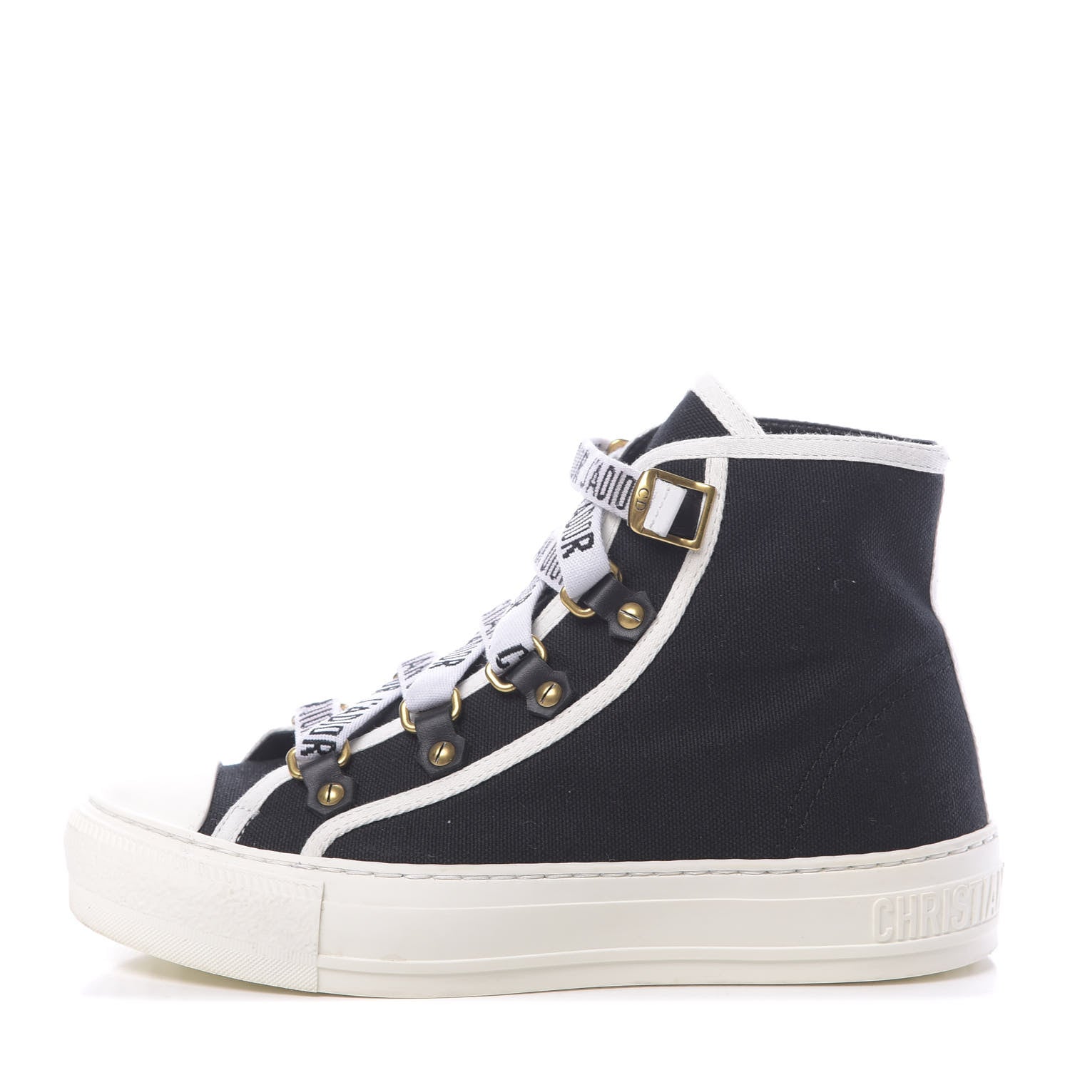 Christian Dior Technical Mesh Calfskin Womens Walk'N'Dior High Top Sneaker 35.5 Black 1 of 10