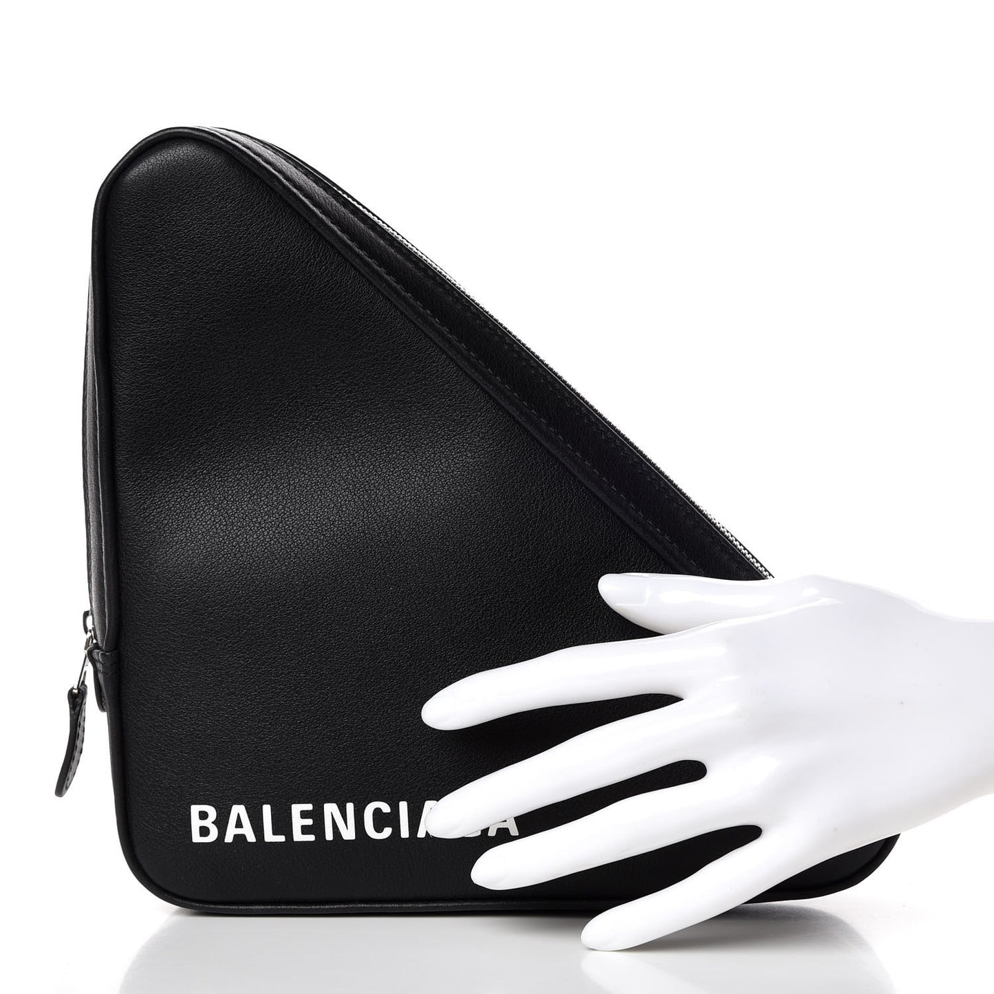 Calfskin M Triangle Pouch Black