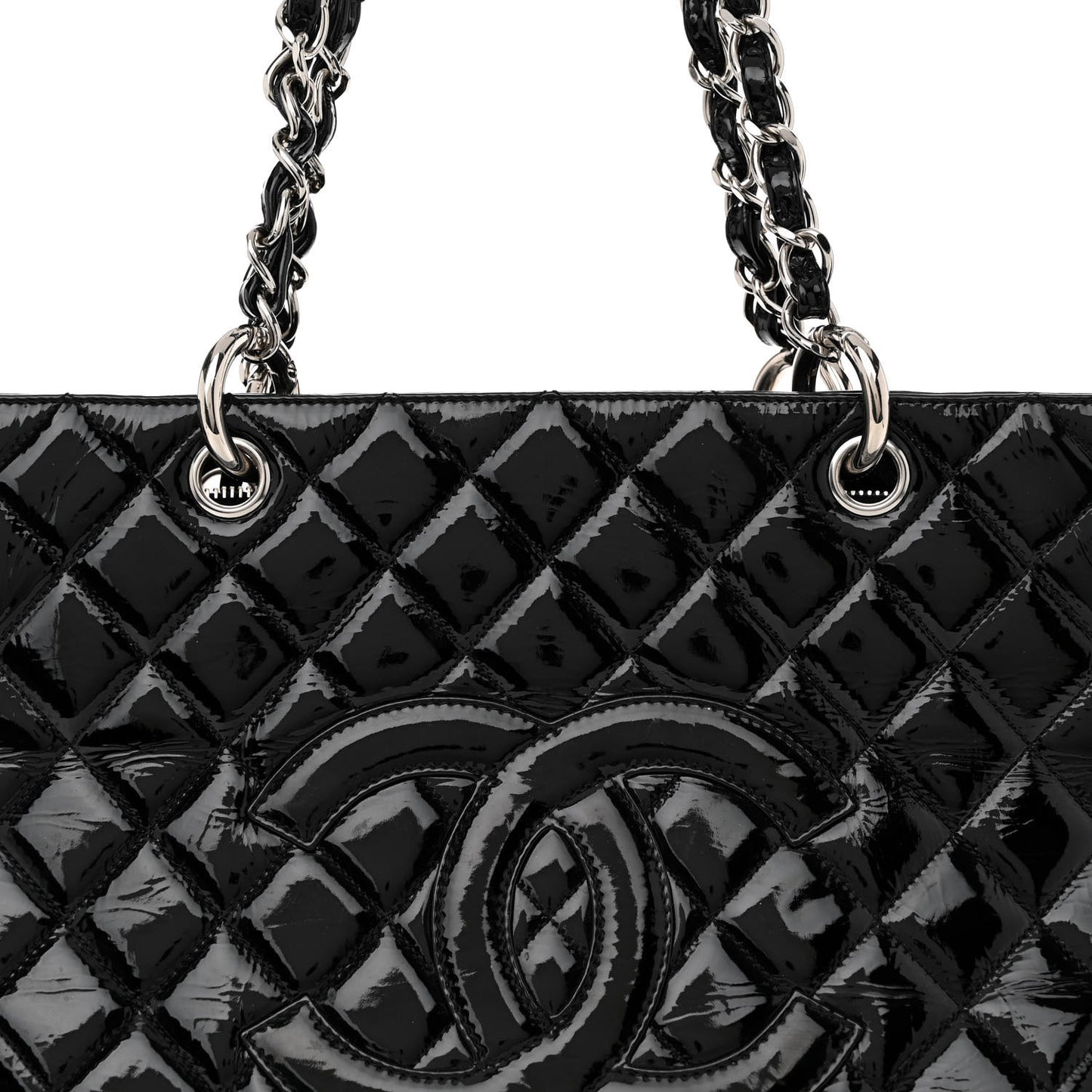 Patent Quilted Grand Shopping Tote GST Black