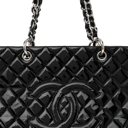 Chanel Patent Quilted Grand Shopping Tote GST Black 8 of 12