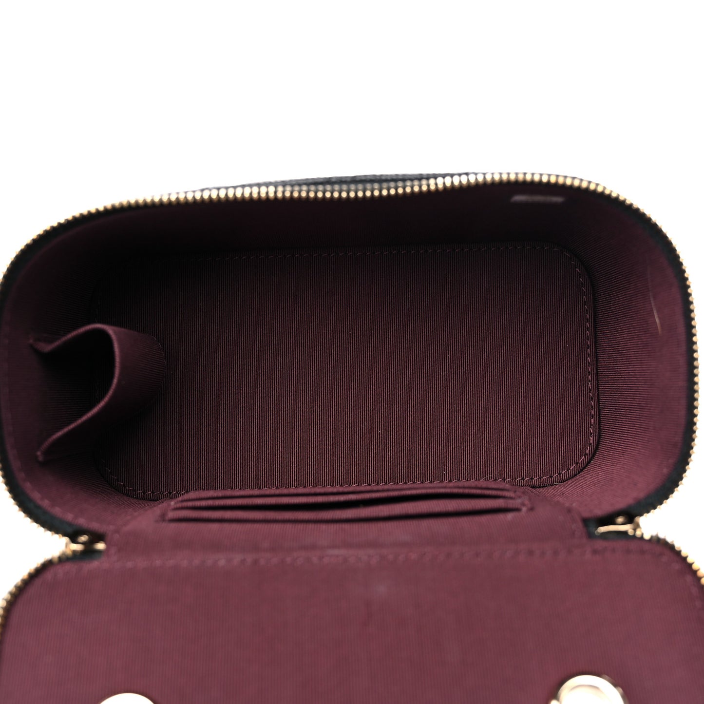 Caviar Quilted Small Vanity Case With Chain Black