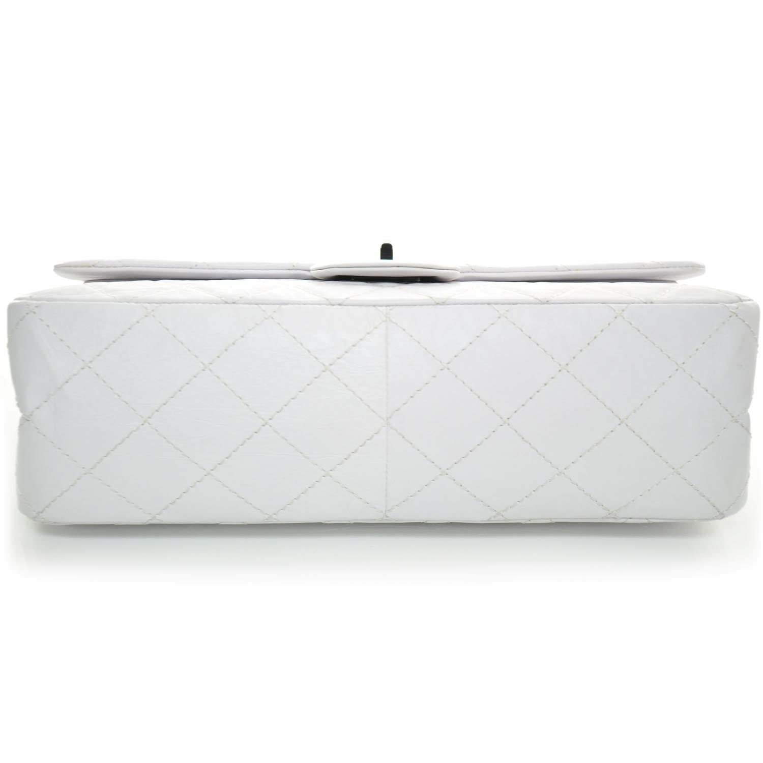 Chanel Distressed Leather 2.55 Reissue 227 Jumbo Flap White 4 of 11