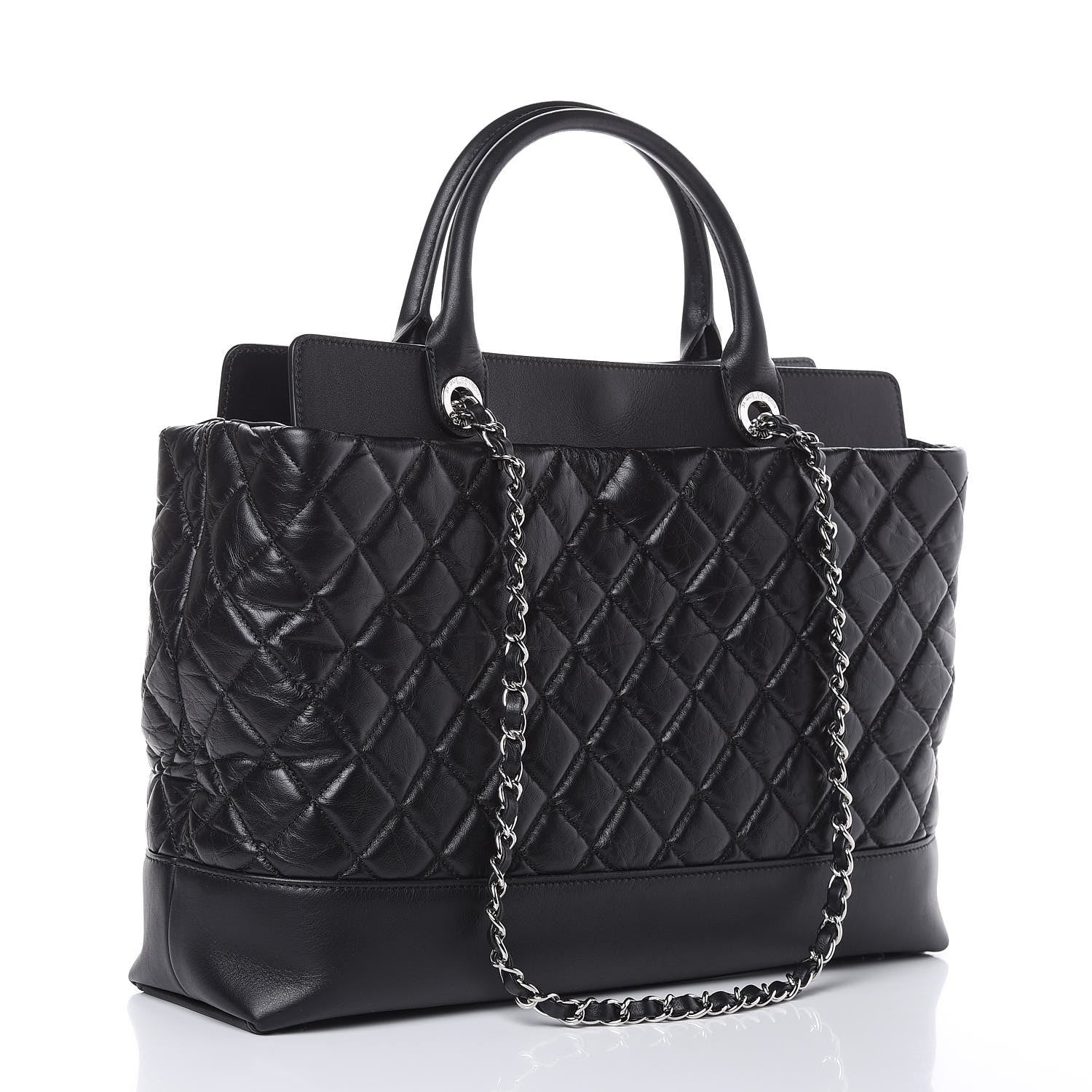 Chanel Aged Calfskin Quilted Be CC Tote Black 3 of 13