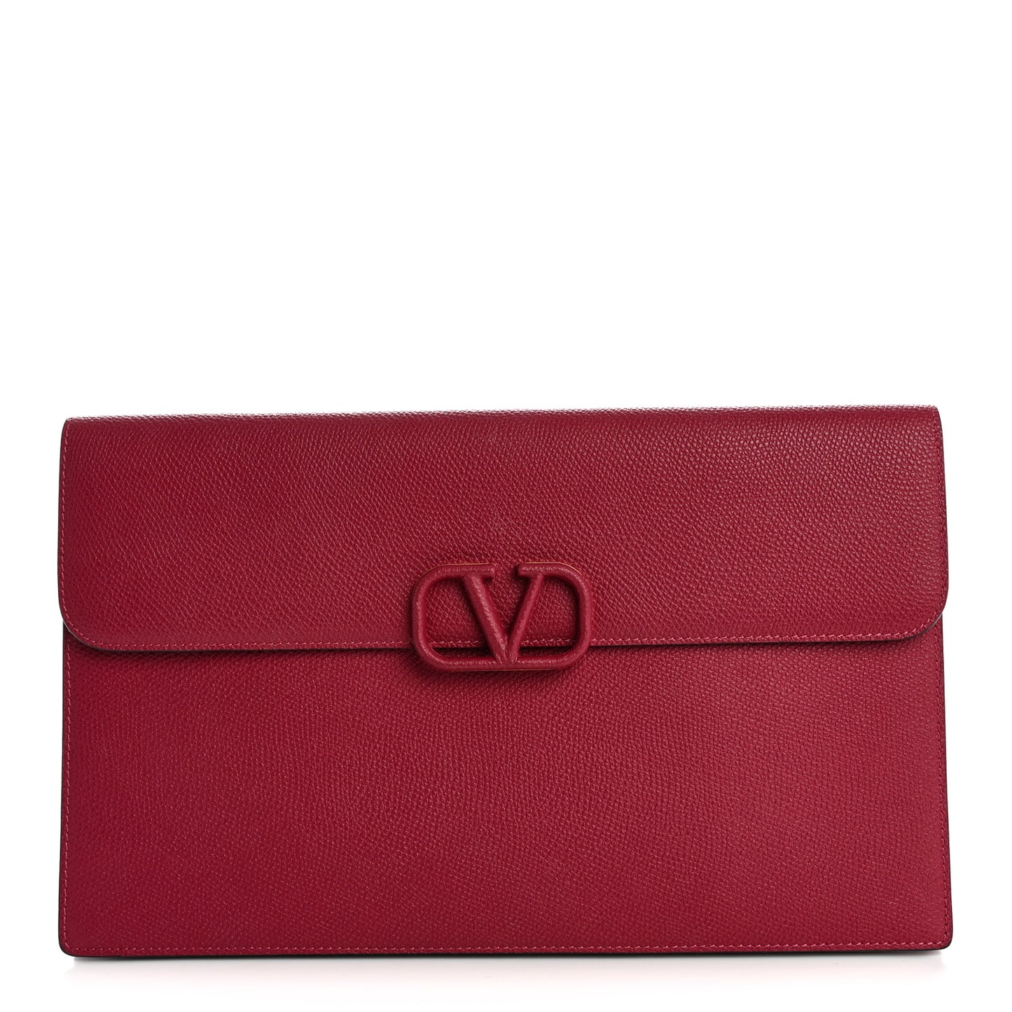 Grainy Calfskin Large Vlogo Clutch Raspberry