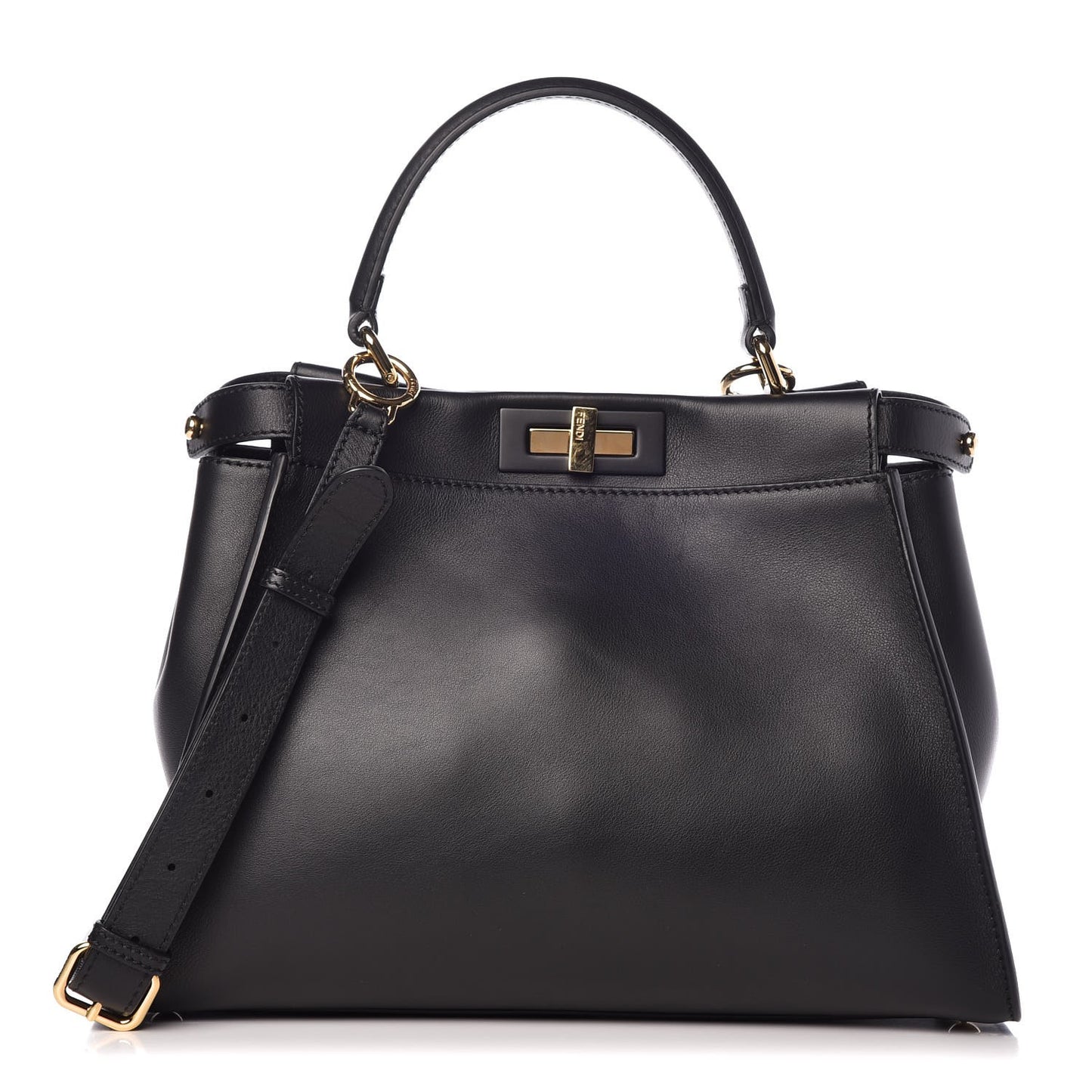 Vitello Seta Shiny Nappa Medium Peekaboo Iconic Satchel Black
