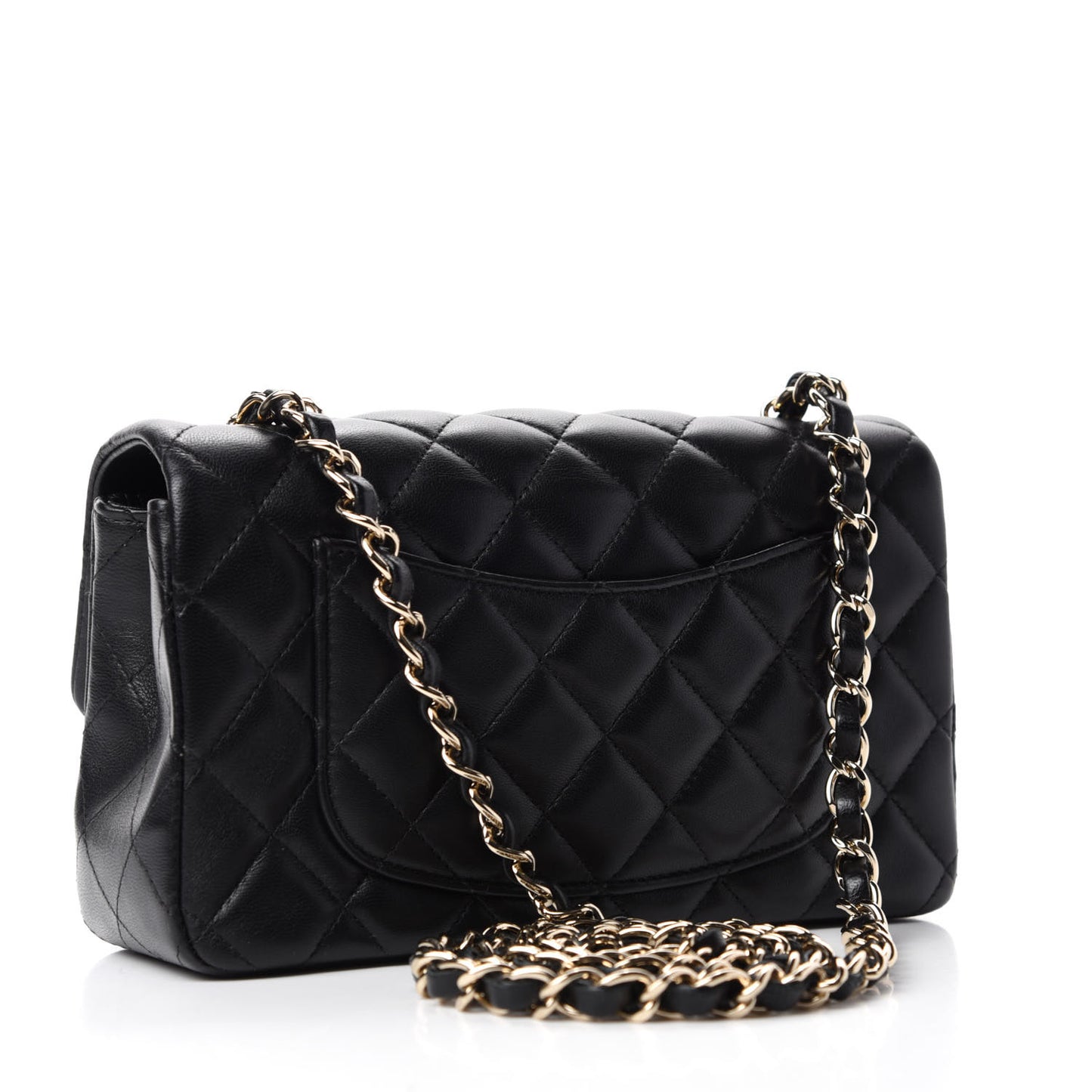 Lambskin Quilted Mini Rectangular Flap Black
