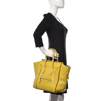 Celine Drummed Calfskin Mini Luggage Citron 2 of 26
