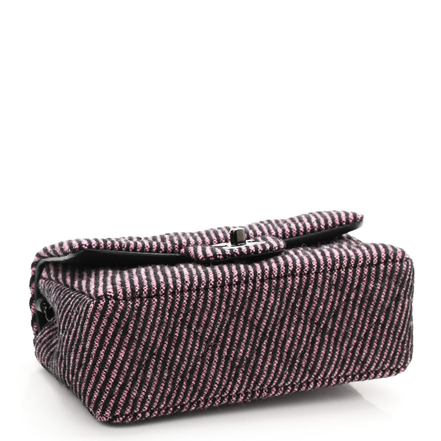 Wool Tweed Quilted Mini Rectangular Flap Pink Black