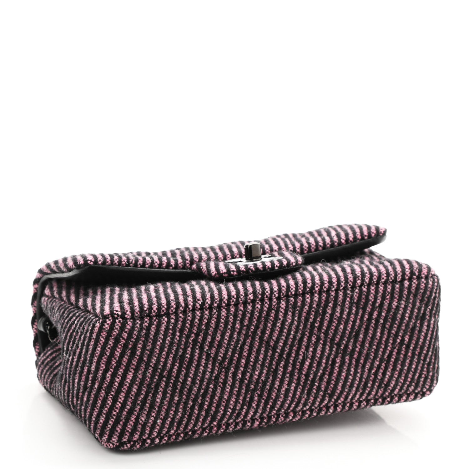 Chanel Wool Tweed Quilted Mini Rectangular Flap Pink Black 3 of 10