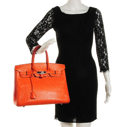 Hermes Ostrich Birkin 35 Orange 2 of 28
