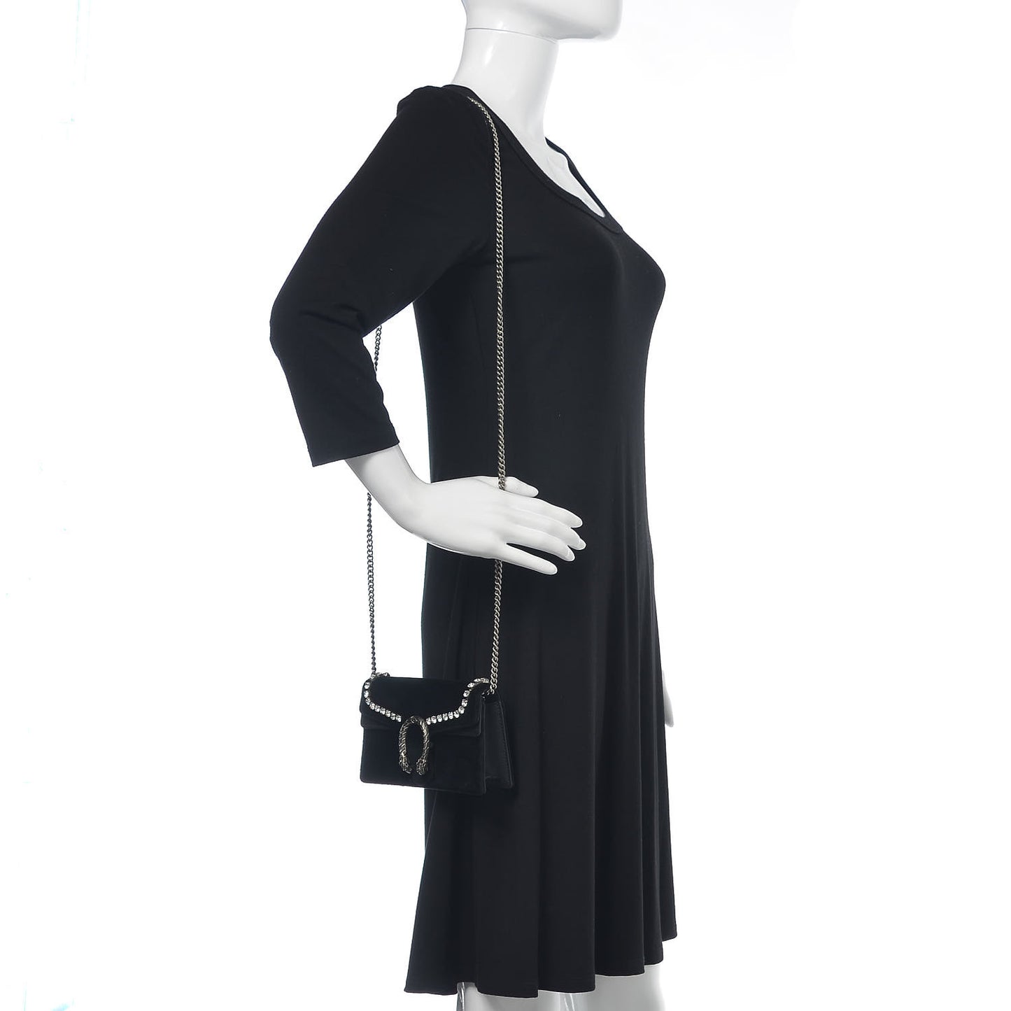 Velvet Crystal Super Mini Dionysus Shoulder Bag Black